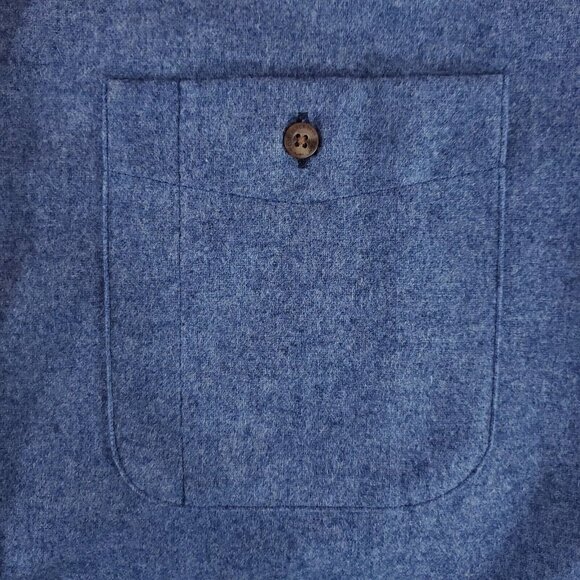 Pendleton Mens Size Large Trail Shirt Blue Virgin Wool Button Up Elbow Patch - Picture 6 of 14